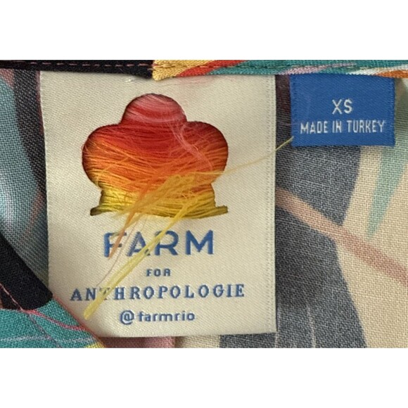 Farm Rio for Anthropologie Rainforest Toucan Wrap Blouse Size XS Beaded Tassel - Picture 10 of 16